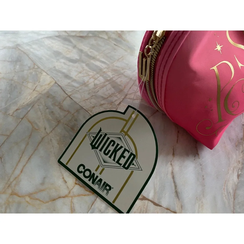 Wicked‎ x Conair Glinda So Popular Pink Cosmetic Makeup Bag Gold Zipper NWT